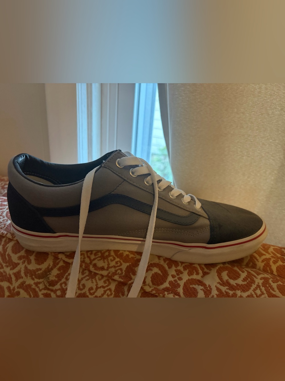 Vans Gray Canvas Low-Top Sneakers with Black Side Stripe